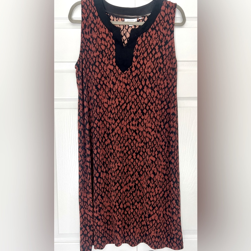Chico’s EUC traveler’s wear leopard print dress size medium 2
